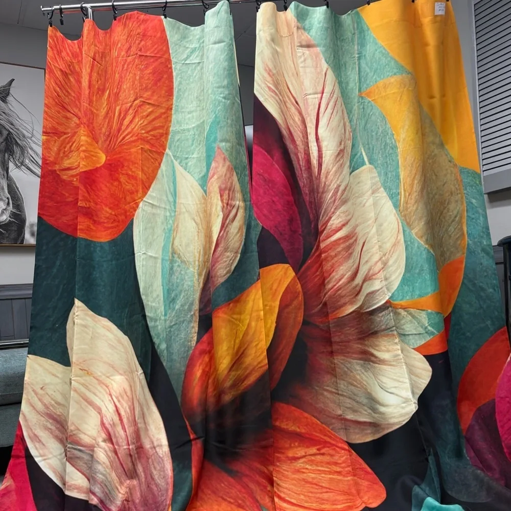 East Urban Home Mod Center Flower Curtains 2 Panels 40x82” New